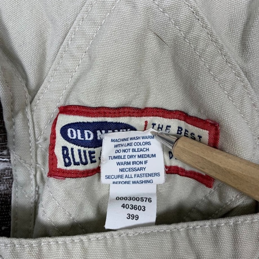 Vintage Y2K Old Navy Bib Carpenter Overalls Beige Denim Cargo Utility Women's XS - Picture 12 of 13